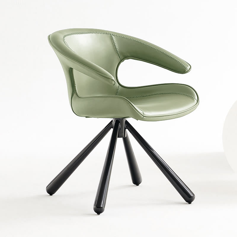 1x/2x Modern Swivel Saddle Leather Dining Chair With Armrests - Light Green - 2x - image 4