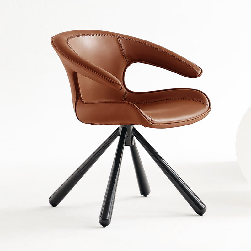 1x/2x Modern Swivel Saddle Leather Dining Chair With Armrests - Orange - 2x - image 5