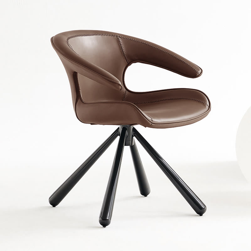 1x/2x Modern Swivel Saddle Leather Dining Chair With Armrests - Brown - 2x - image 2