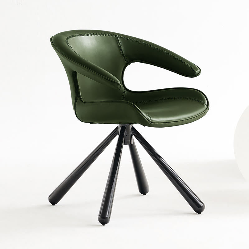 1x/2x Modern Swivel Saddle Leather Dining Chair With Armrests - Dark Green - 2x - image 3