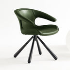 1x/2x Modern Swivel Saddle Leather Dining Chair With Armrests - Dark Green - 2x - image 3
