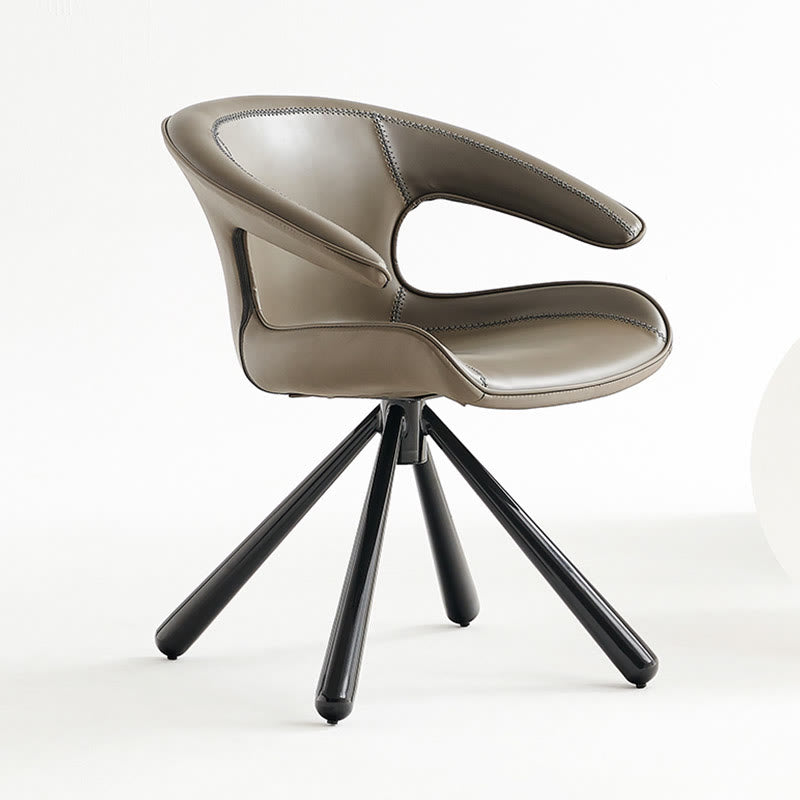 1x/2x Modern Swivel Saddle Leather Dining Chair With Armrests