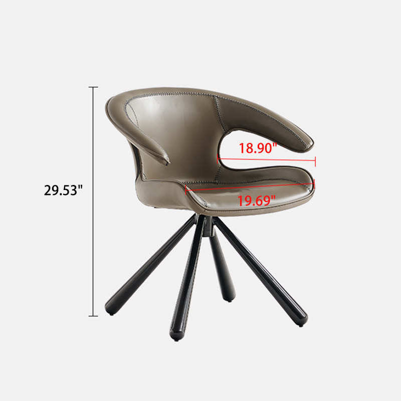 1x/2x Modern Swivel Saddle Leather Dining Chair With Armrests