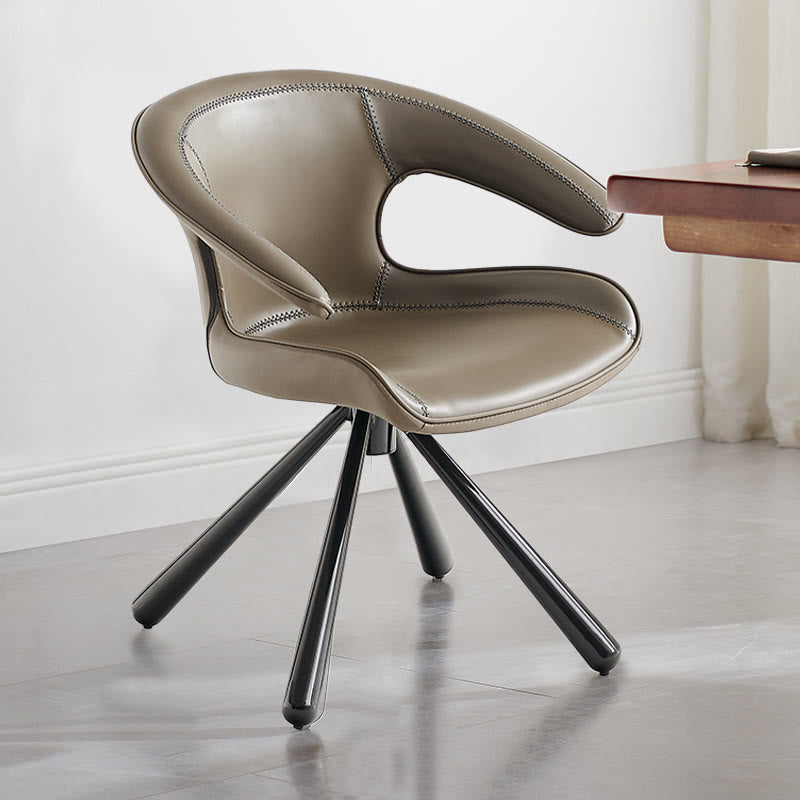 1x/2x Modern Swivel Saddle Leather Dining Chair With Armrests - image 0
