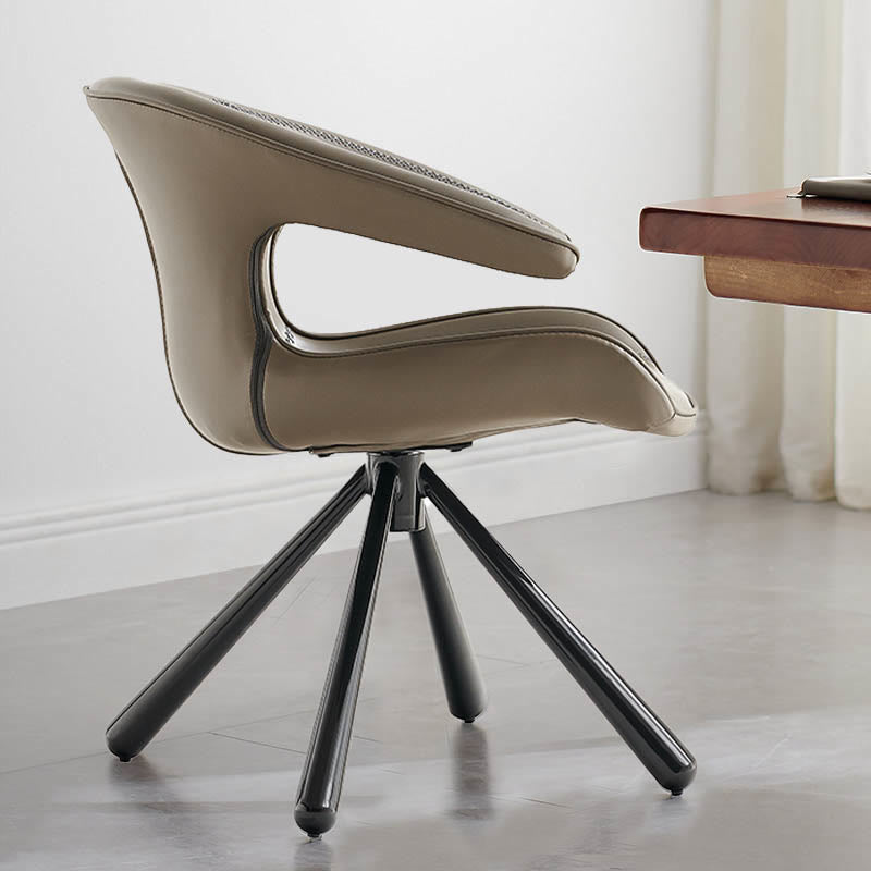 1x/2x Modern Swivel Saddle Leather Dining Chair With Armrests - image 7