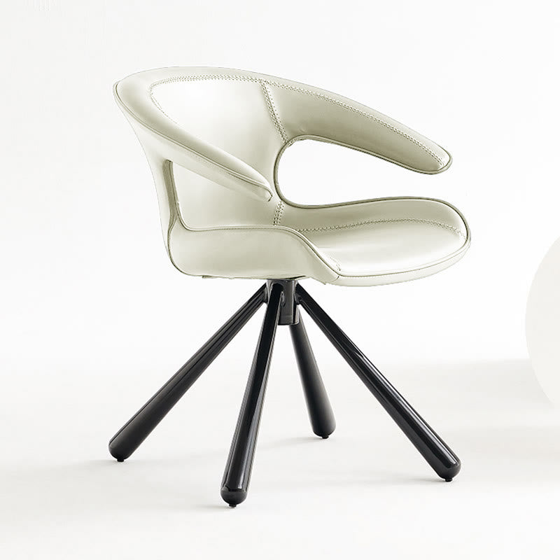 1x/2x Modern Swivel Saddle Leather Dining Chair With Armrests - Beige - 2x - image 6