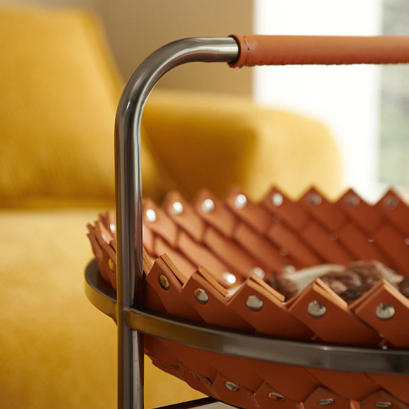 Simple Saddle Leather Mobile Side Table - image 9