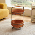 Simple Saddle Leather Mobile Side Table - Orange - image 0