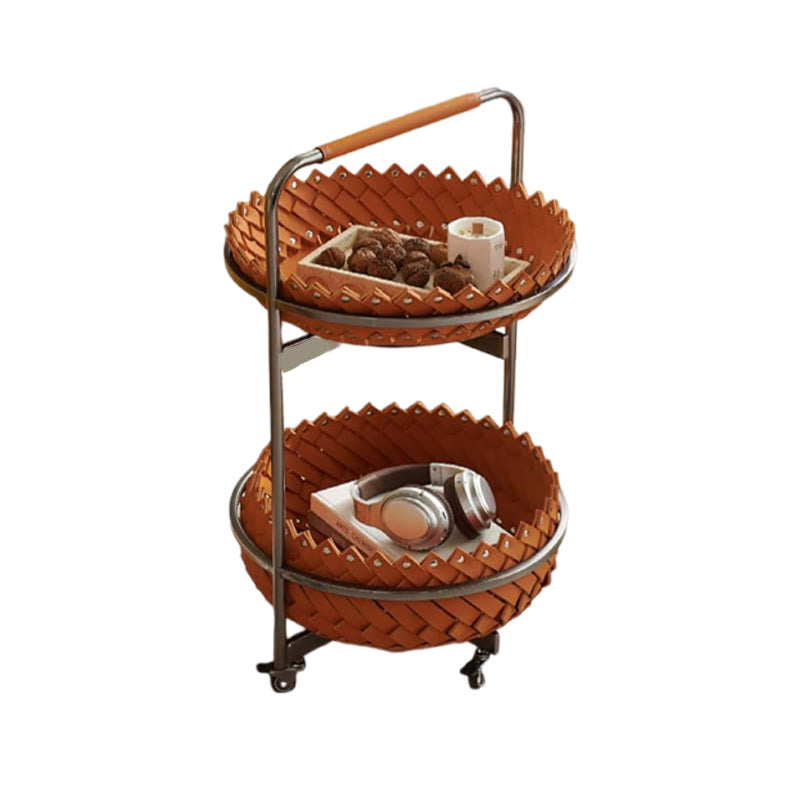 Simple Saddle Leather Mobile Side Table - image 1