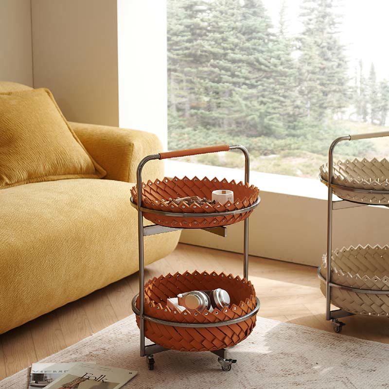 Simple Saddle Leather Mobile Side Table - image 2