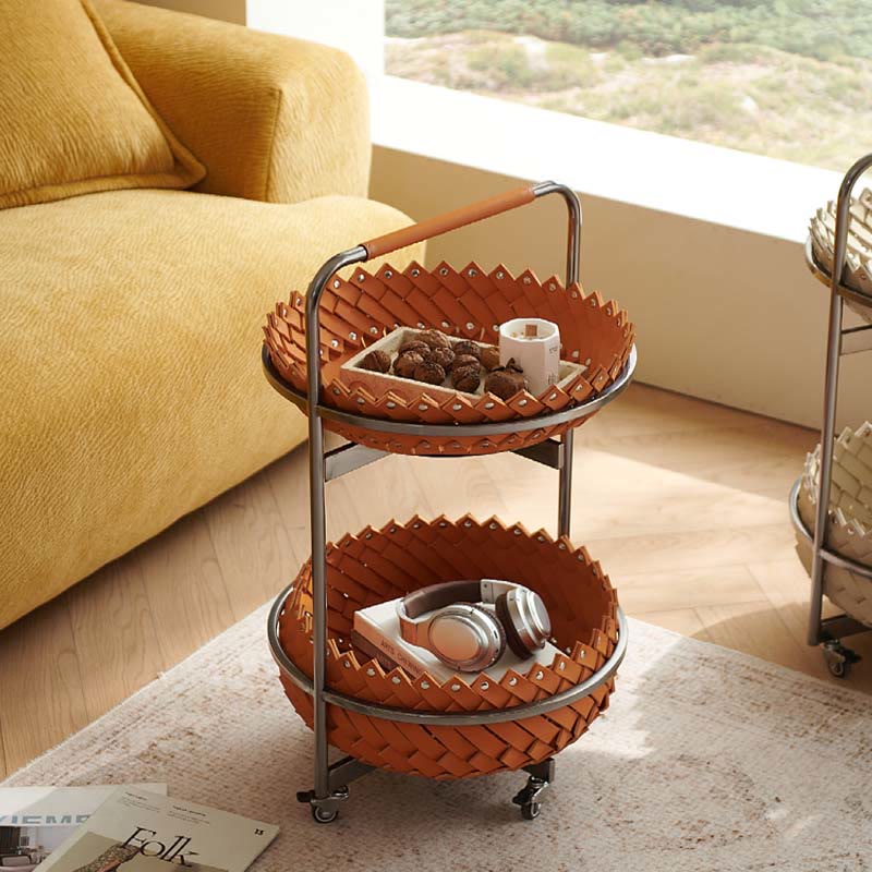 Simple Saddle Leather Mobile Side Table - image 3