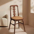 1x/2x Retro Leisure Backrest Solid Wood Chair - Walnut - Flannel - 2x - image 3