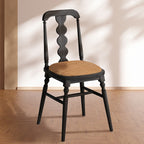 1x/2x Retro Leisure Backrest Solid Wood Chair - Black - Flannel - 2x - image 4