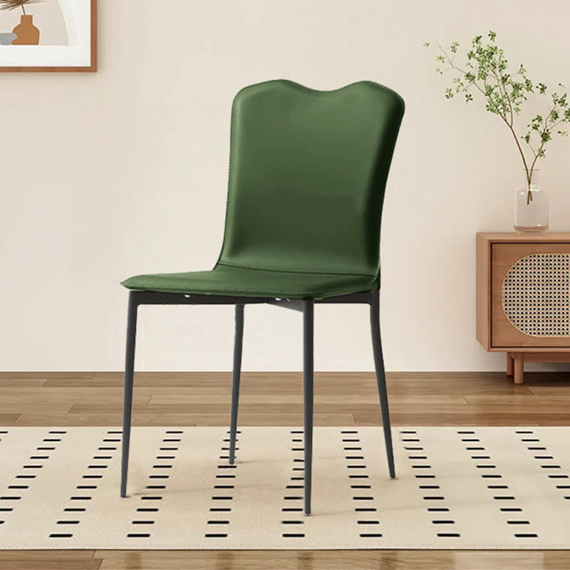 1x/2x Modern Minimalist Saddle Leather Dining Chair - Dark Green - 2x - image 4