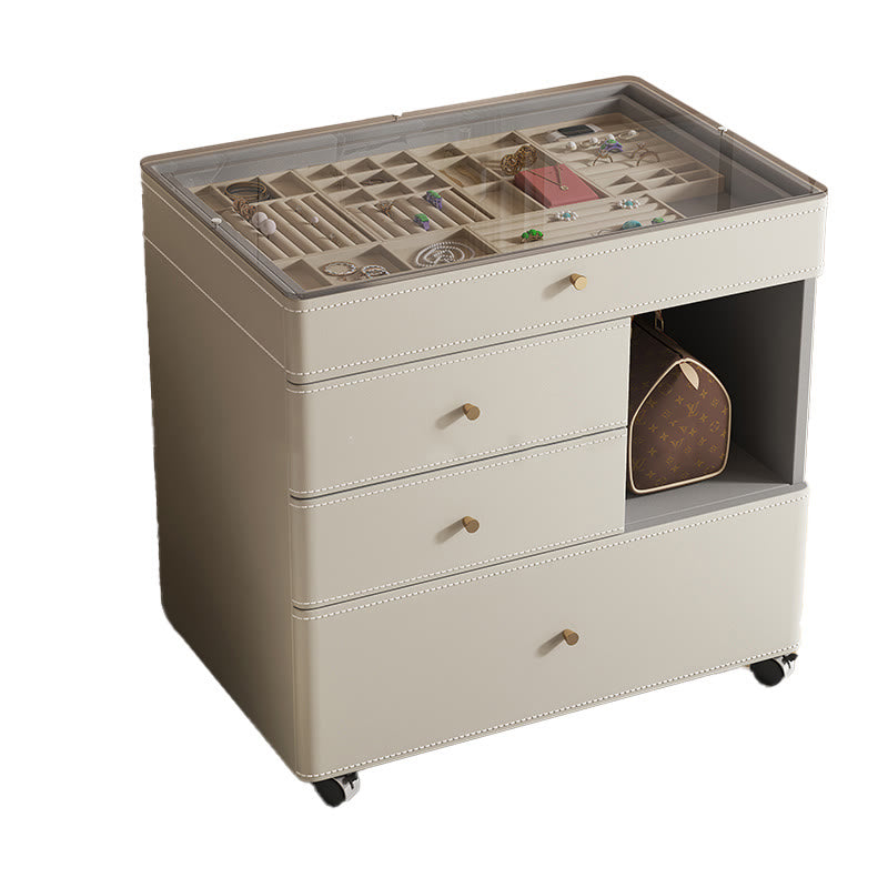 Multifunctional Visual Storage Saddle Leather Nightstand