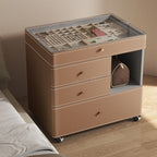 Multifunctional Visual Storage Saddle Leather Nightstand - 2xLight Orange - image 2