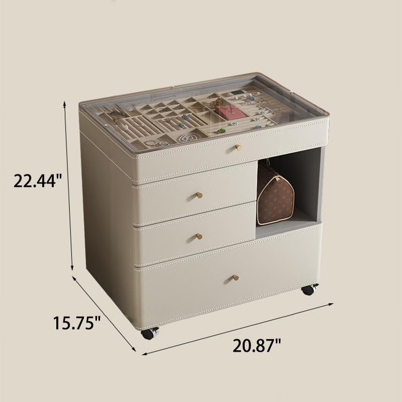 Multifunctional Visual Storage Saddle Leather Nightstand