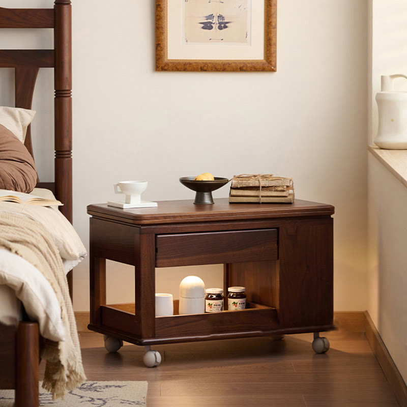 Movable Extendable Solid Wood Trolley Coffee Table Side Table - image 3