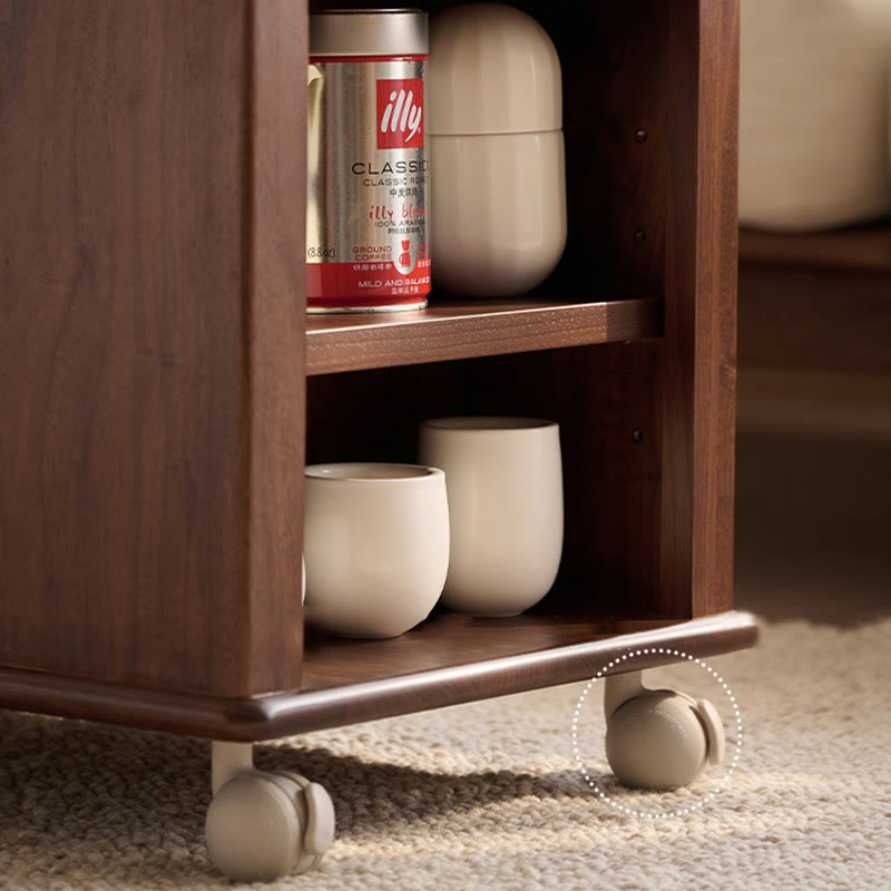 Movable Extendable Solid Wood Trolley Coffee Table Side Table