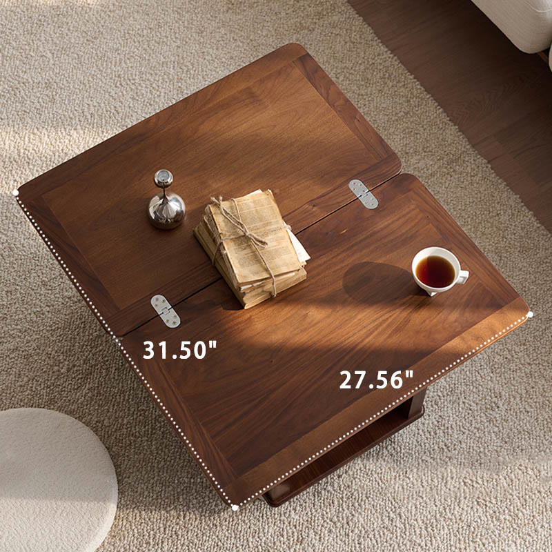 Movable Extendable Solid Wood Trolley Coffee Table Side Table