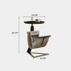 Modern Stainless Steel Saddle Leather Side Table - image 7