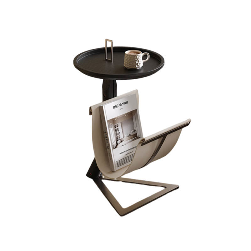 Modern Stainless Steel Saddle Leather Side Table