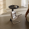 Modern Stainless Steel Saddle Leather Side Table - Black - image 0