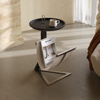 Modern Stainless Steel Saddle Leather Side Table - Black - image 0