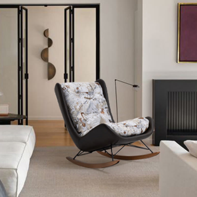 Embroidered Solid Wood Saddle Leather Single Recliners - image 2