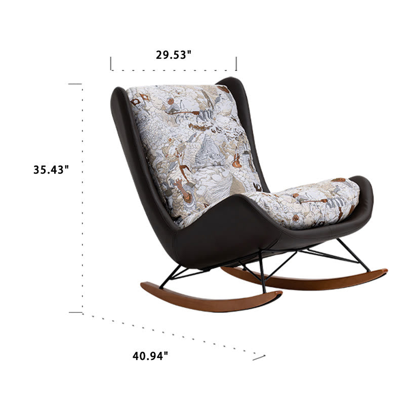 Embroidered Solid Wood Saddle Leather Single Recliners - image 9