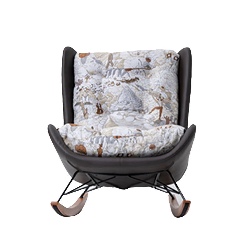 Embroidered Solid Wood Saddle Leather Single Recliners