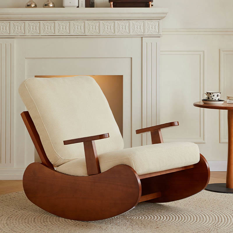 Single Corduroy Solid Wood Recliners - Beige - image 0