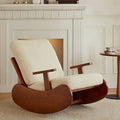 Single Corduroy Solid Wood Recliners - Beige - image 0