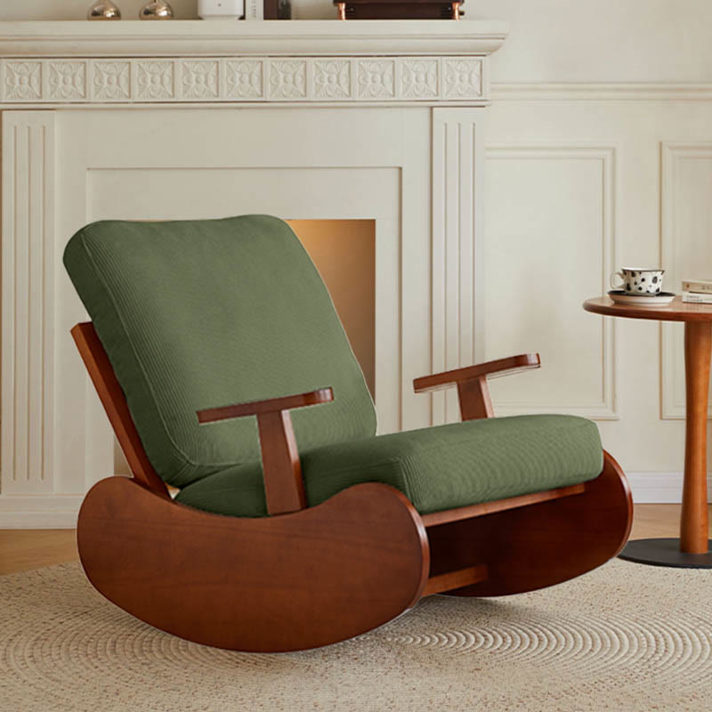 Single Corduroy Solid Wood Recliners - Green - image 3