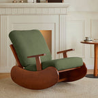 Single Corduroy Solid Wood Recliners - Green - image 3