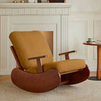 Single Corduroy Solid Wood Recliners - Yellow - image 4
