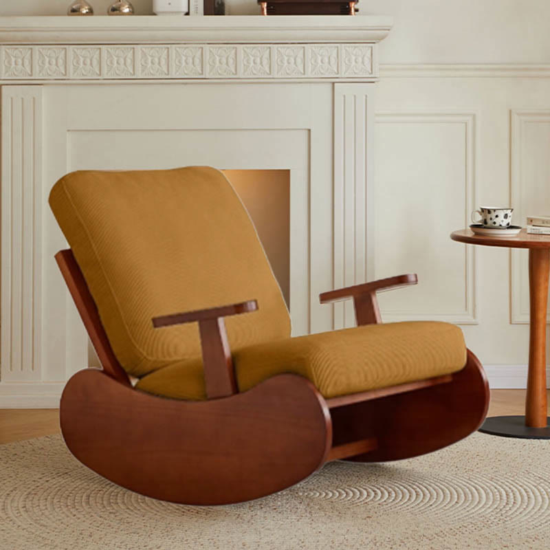 Single Corduroy Solid Wood Recliners - Yellow - image 4