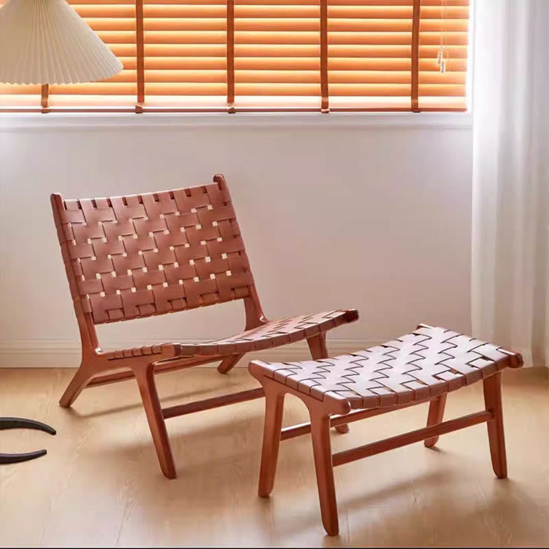 Solid Wood Vintage Rope Lounge Chair - image 3