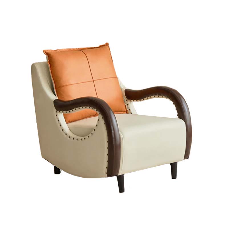 Beige Solid Wood Lazy Sofa Recliners