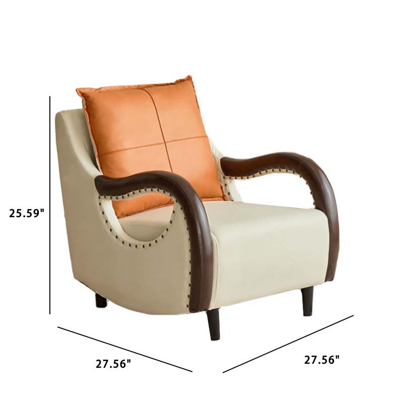 Beige Solid Wood Lazy Sofa Recliners - image 6