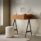 Saddle Leather Storage Solid Wood Dressing Table - image 3