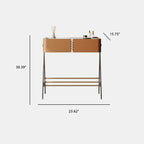 Saddle Leather Storage Solid Wood Dressing Table - image 7