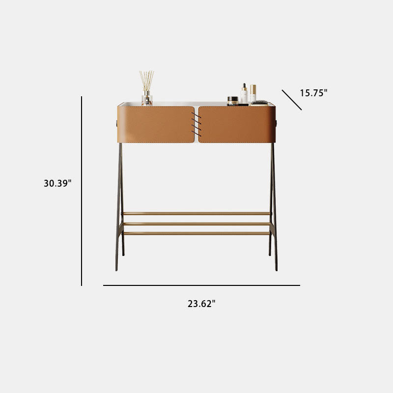 Saddle Leather Storage Solid Wood Dressing Table - image 7