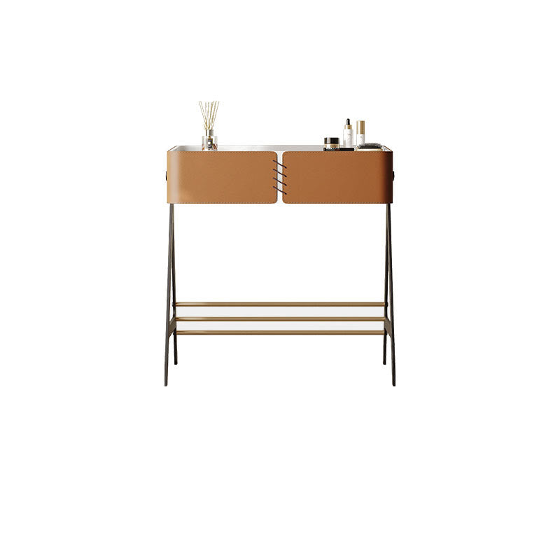 Saddle Leather Storage Solid Wood Dressing Table - image 1