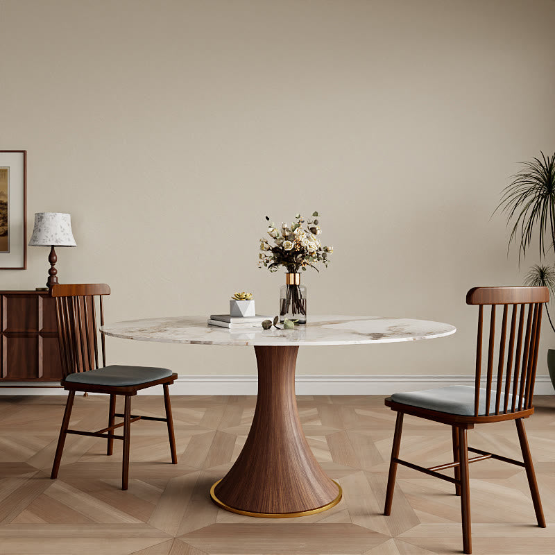 Round Dining Table Turntable Wooden Base