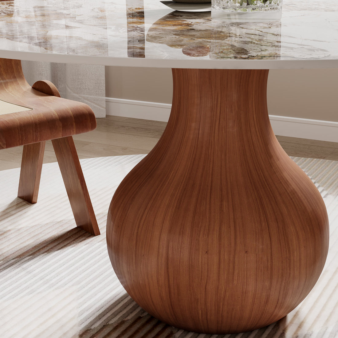 Round Dining Table With Water Drop Base