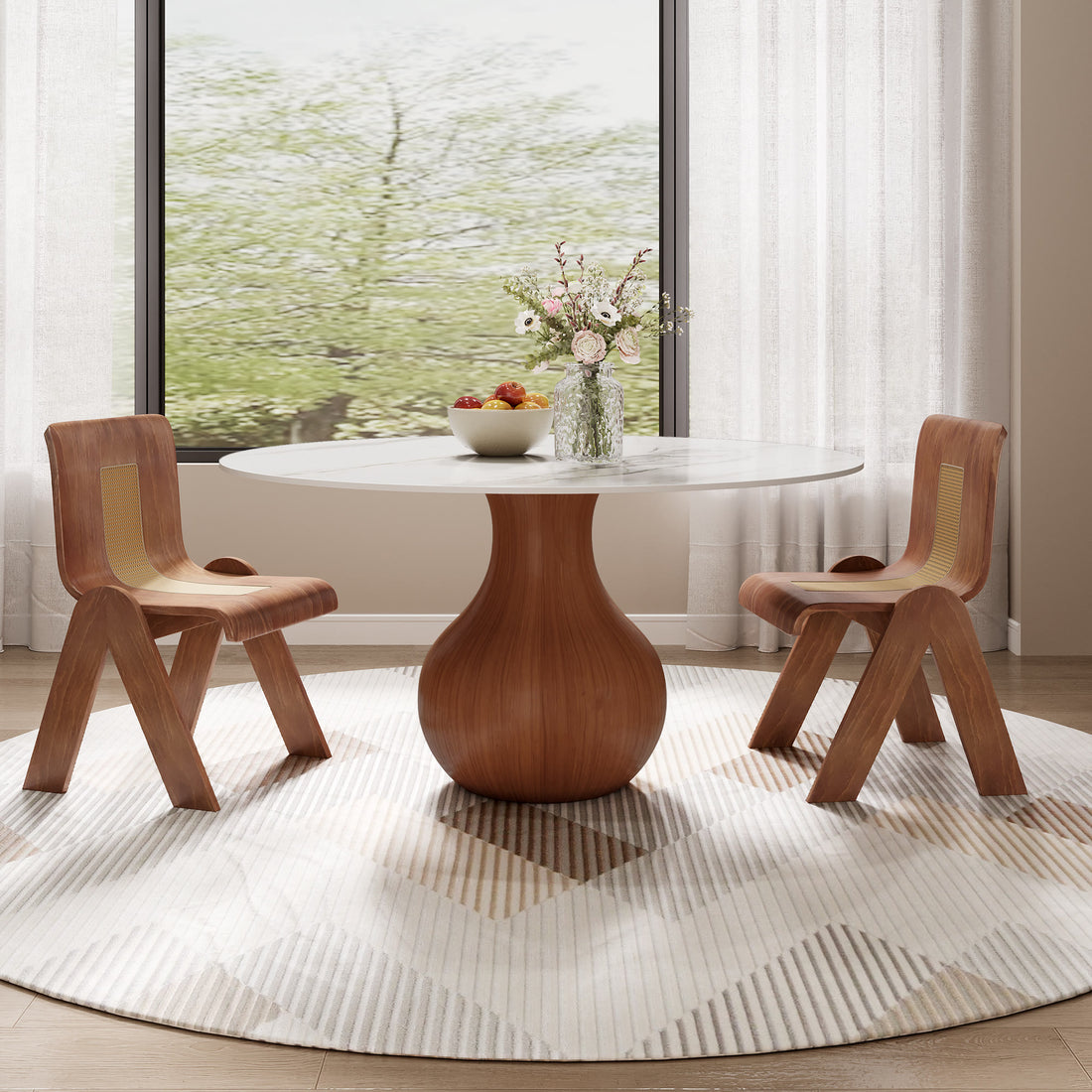 Round Dining Table With Water Drop Base