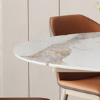 Rectangular  Stone Top Dining Table with Casters - image 8