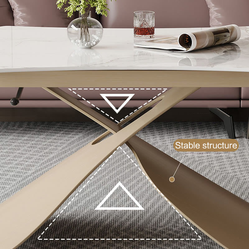 Rectangular  Stone Top Dining Table with Casters - image 9
