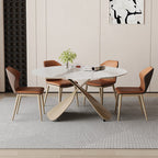 Rectangular  Stone Top Dining Table with Casters - image 7